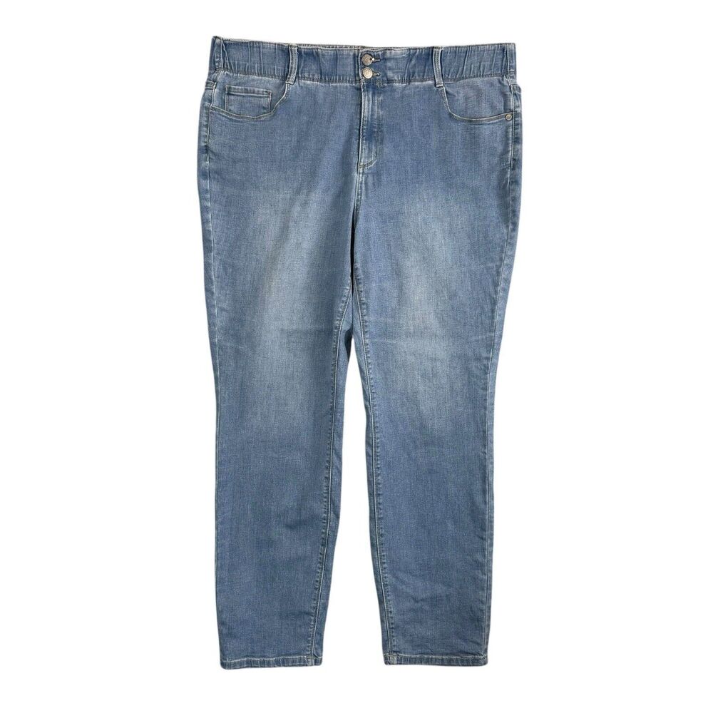 Susan Graver Women's Regular Stretch Denim Straight Leg Jeans Medium SZ/ 20 W